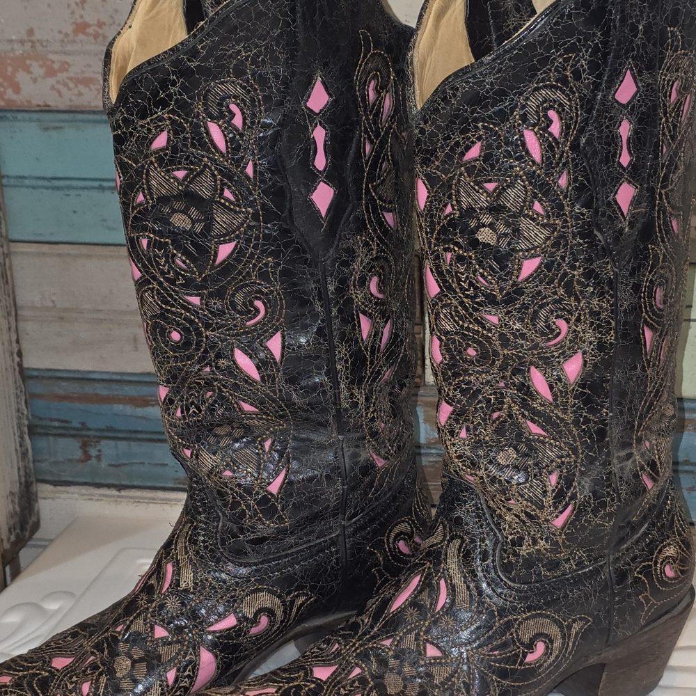 Women's Black and Pink Western Boots CORRAL